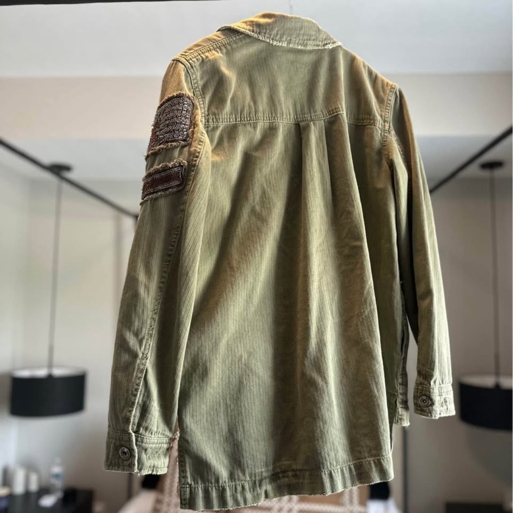 NWOT!!! Free People Green Utility Jacket with Vintage Military Style - Picture 2 of 3